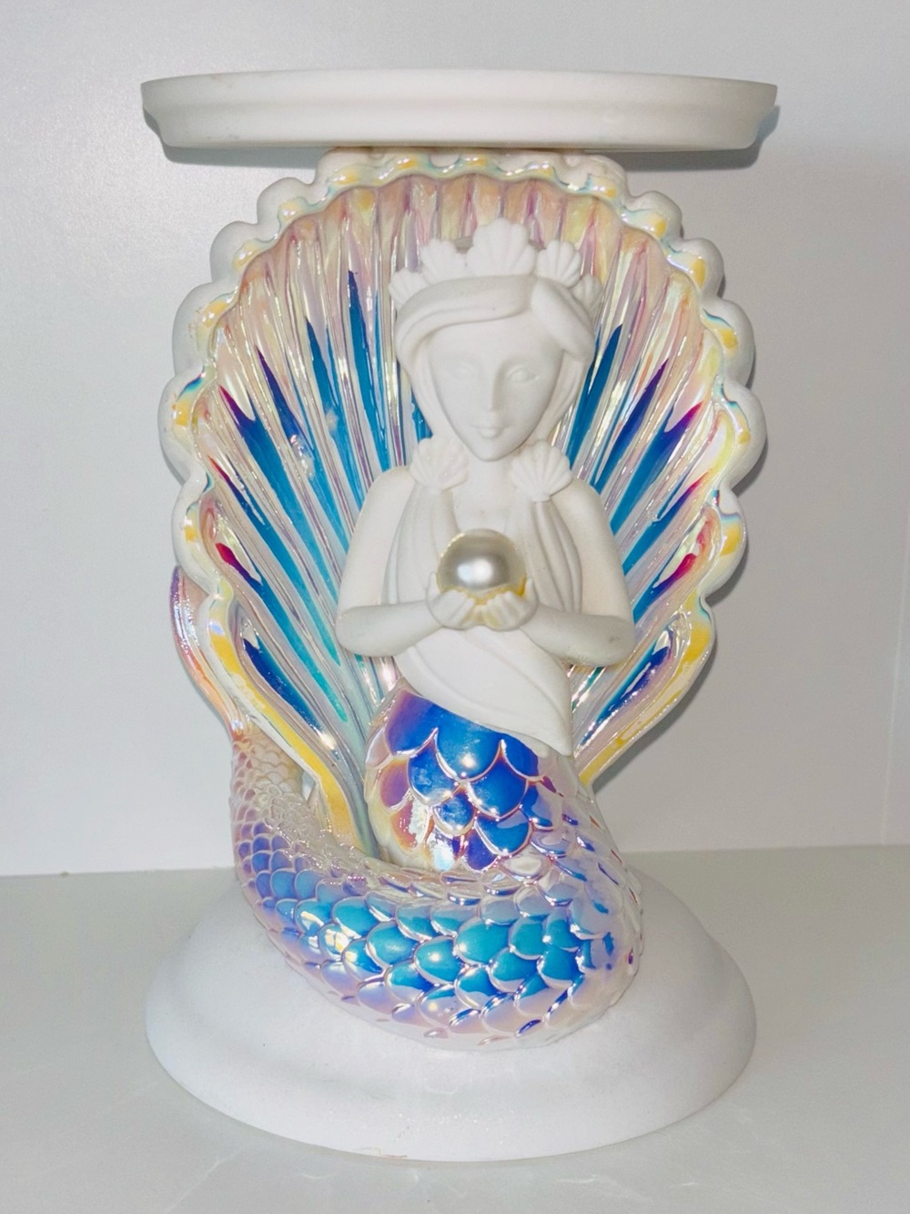 Mermaid Candleholder Candle Stand Bath & Body Works Pearl Shell Iridescent